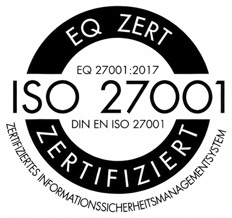Zertifikat EQ ZERT DIN EN ISO 27001 zertifiziertes Informationssicherheitsmanagementsystem